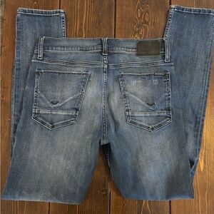 Sz 32 /32 L Hudson Jeans Men's Axl Classic Indigo Straight Slim Distressed Jeans